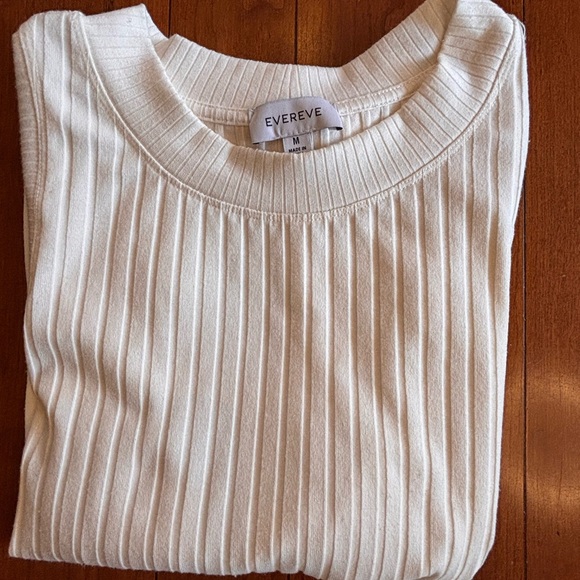 EVEREVE Ivory Ribbed Shell Sleeveless Sweater Tank Top Neutral Minimalist SZ M - Picture 7 of 8